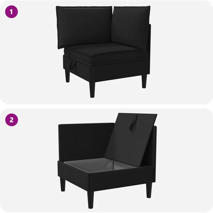 vidaXL Ecksofa mit Stauraum Schwarz Samt 42027093 – Bild 9