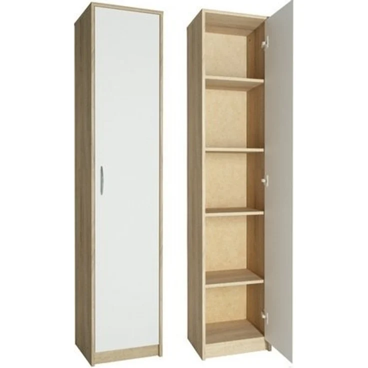 Home Collective Regal mit 5 Ebenen Aktenschrank mit 4 Einlegeböden und 1 Tür, in mattem Finish Standregal 39 cm breit sonoma weiß – Bild 4