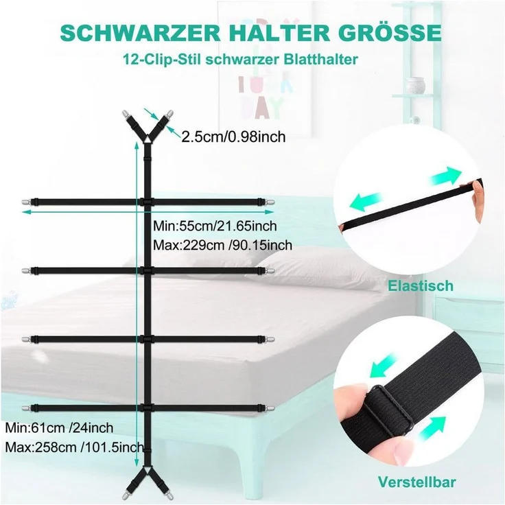 Minicloss Spannbettlaken Verstellbarer Bettlaken-Spanner, Spannhilfe für Bettlaken, (1 Stück), Matratzen-Spanner mit Metallklammer für Bettlaken, Matratze oder Sofa – Bild 1