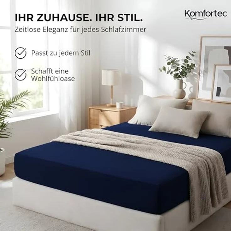 Komfortec Spannbettlaken Boxspringbett bis 15cm - 30cm Matratzenhöhe, Mikrofaser, Gummizug: Rundum, (2 Stück) – Bild 6