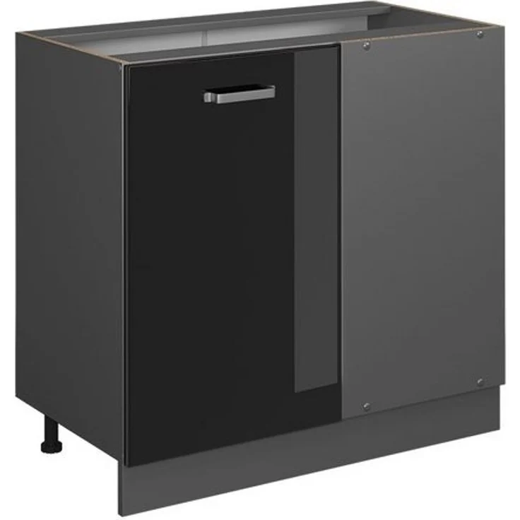 Eckunterschrank R-Line Schwarz Hochglanz 86 cm ohne Arbeitsplatte Vicco – Bild 4
