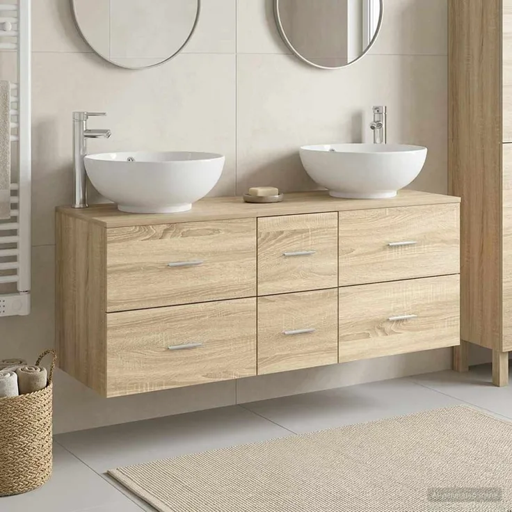 vidaXL Badezimmerschrank-Set 3 stk. Sonoma-Eiche 129 x 44,5 x 80 cm 3405909