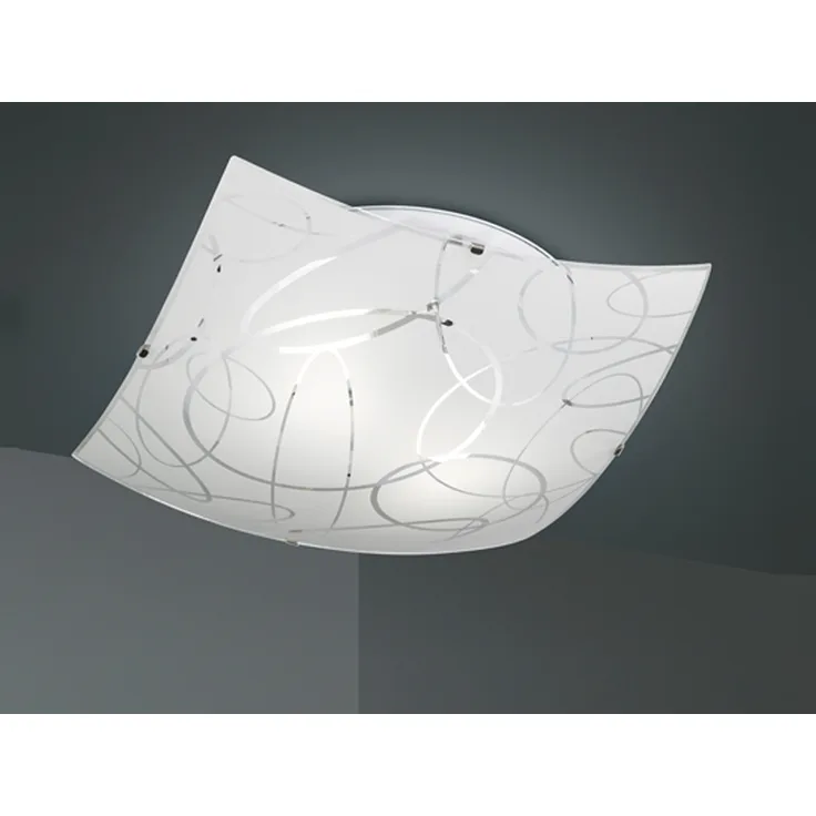 Eckige Deckenleuchte SPIRELLI Glas mit modernem Dekor, Quadrat 30cm