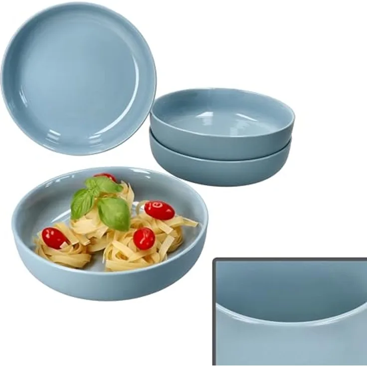 Ritzenhoff & Breker Suppenteller Ritzenhoff 4x Jasper Suppenteller 610ml Graublau Steingut tiefe Teller