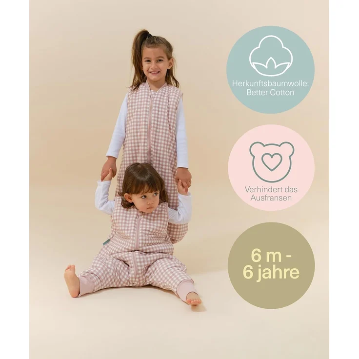 molis&co - Baby Schlafsack mit Füßen 2.5 TOG - Ganzjahres Schlafsack - Babyschlafsack mit Beinen - 100% Baumwolle (Oeko-TEX 100), Winterschlafsack Premium Qualität - Dusty Rose (70 cm) – Bild 5