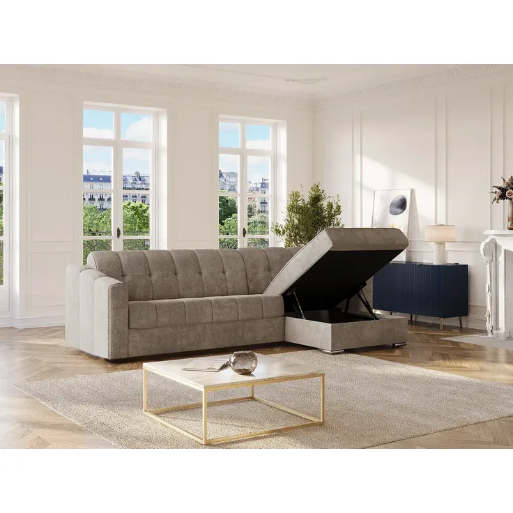 Vente-unique - DARIELO Sofa Stoff Schokoladenbraun - B 223 cm152 cm x H 90 cm x L 295 cm – Bild 2