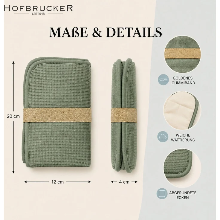 Hofbrucker® Windeltasche, Wickeltasche mit Wickelunterlage für unterwegs, faltbare Wickelclutch mit Organizer für Windeln & Feuchttücher, Abwischbar, Must Have für die Baby Erstausstattung (Salbei) – Bild 5
