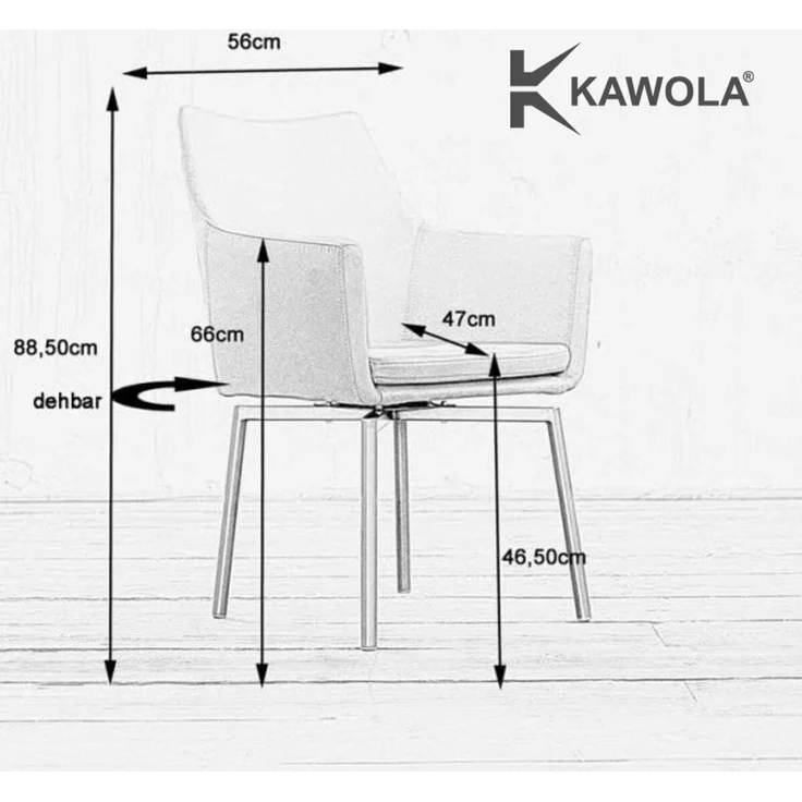 Stuhl Cali Sessel Microfaser Esszimmerstuhl creme Füße matt-schwarz 88.5 x 61 x 56 cm – Bild 9