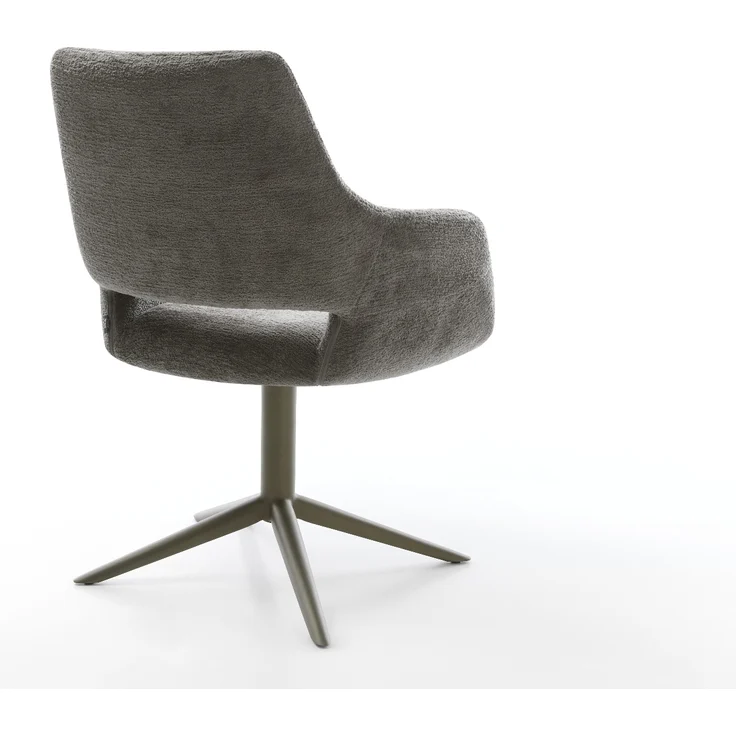 Drehstuhl Yago-Flex mit Armlehnen Bouclé Soft Schlamm Fußkreuz Effektfinish Titan 360° drehbar Wippfunktion Taschenfederkern – Bild 5
