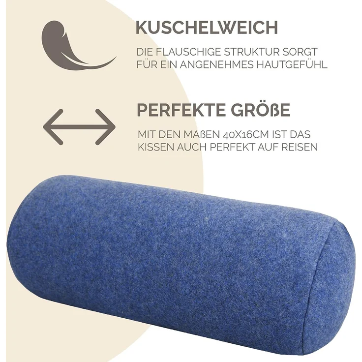 Dr. Berger Velours-Fleece Nackenrolle Blaumelange 40 x 16 cm – Bild 5