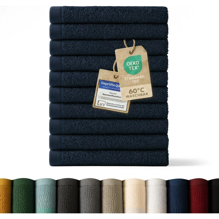 Blumtal Gästehandtücher 30x30cm - weich und saugstark, Frottee (12-St), 12er und 24er Set, 100% Baumwolle