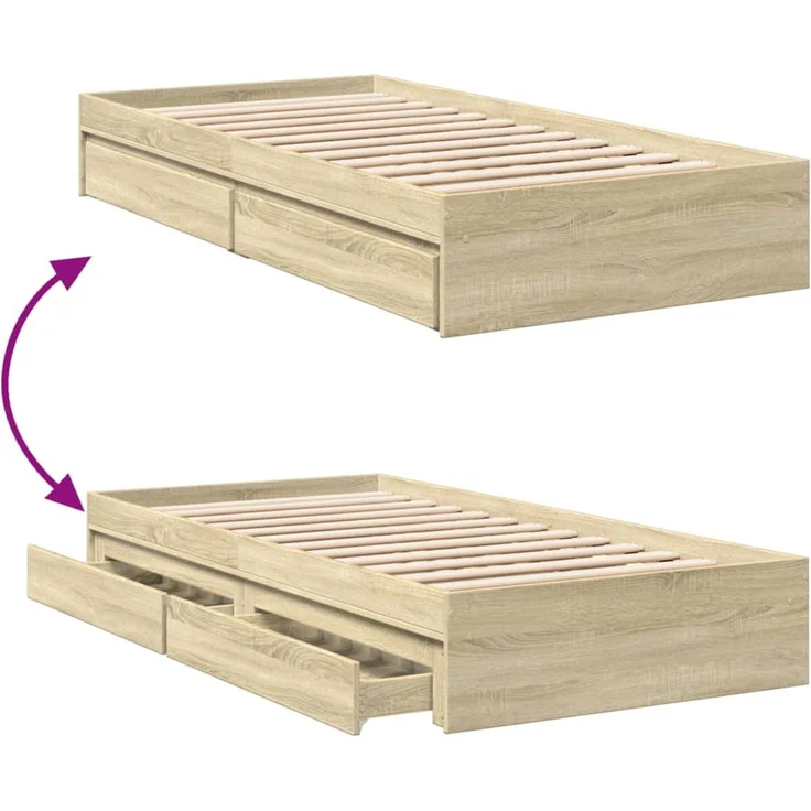 vidaXL Bettgestell mit Schubladen Sonoma-Eiche 100x200cm Holzwerkstoff 3280673 – Bild 8