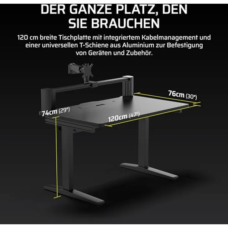 Corsair Platform:4 – Stehender Computer Home Office Gaming-Schreibtisch, USB-Anschluss, Monitorarm Inbegriffen – Schwarz – Bild 3
