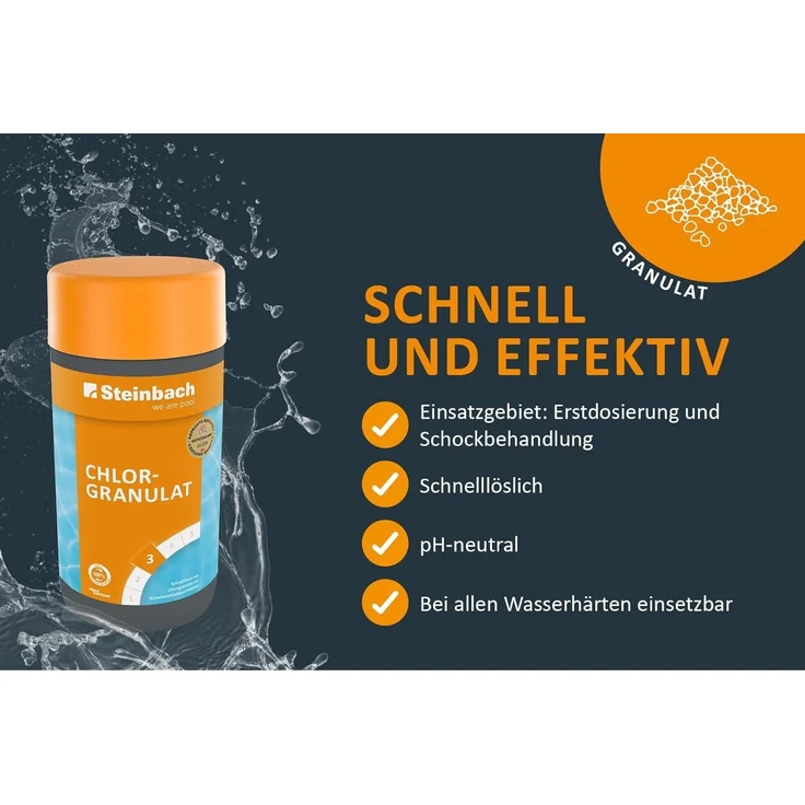 STEINBACH | Wasserpflege Starter Set I Pool Chlor Starterset für Einsteiger I Mini-Multitabs, Kristallklar, Dosierschwimmer, Testkit, pH-Senker & Chlorgranulat | Pool-Zubehör-Set für Anfänger – Bild 4