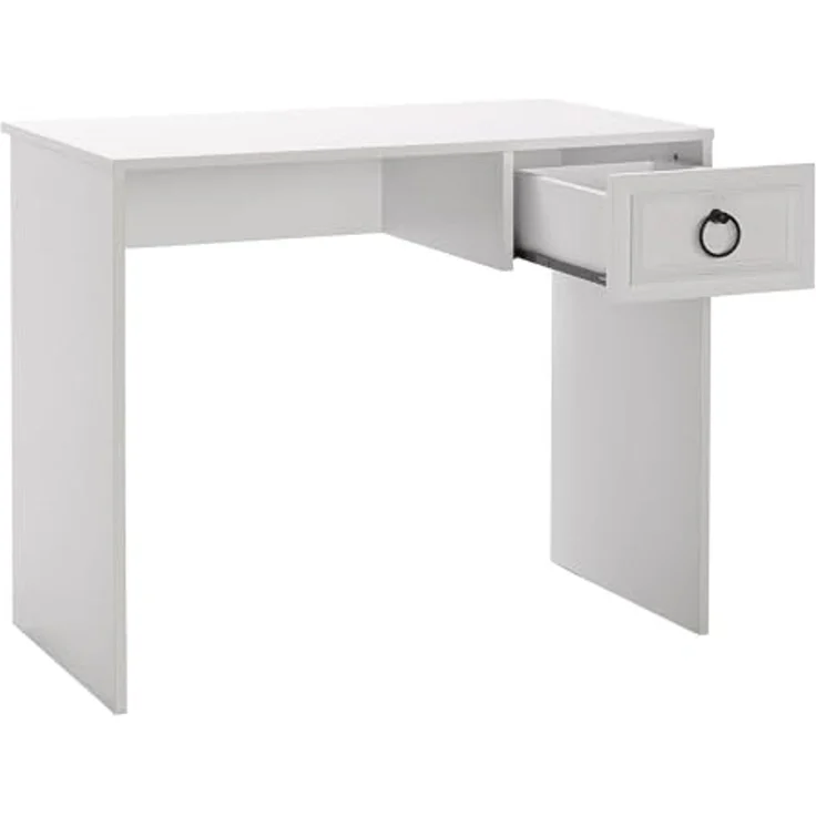 Modern Study Desk, White, 90 x 75 x 51 cm | 100% Melamine Coated Particle Board, 16 mm Thickness | Features Multiple Shelves & Drawer, Stylish & Functional – Bild 4
