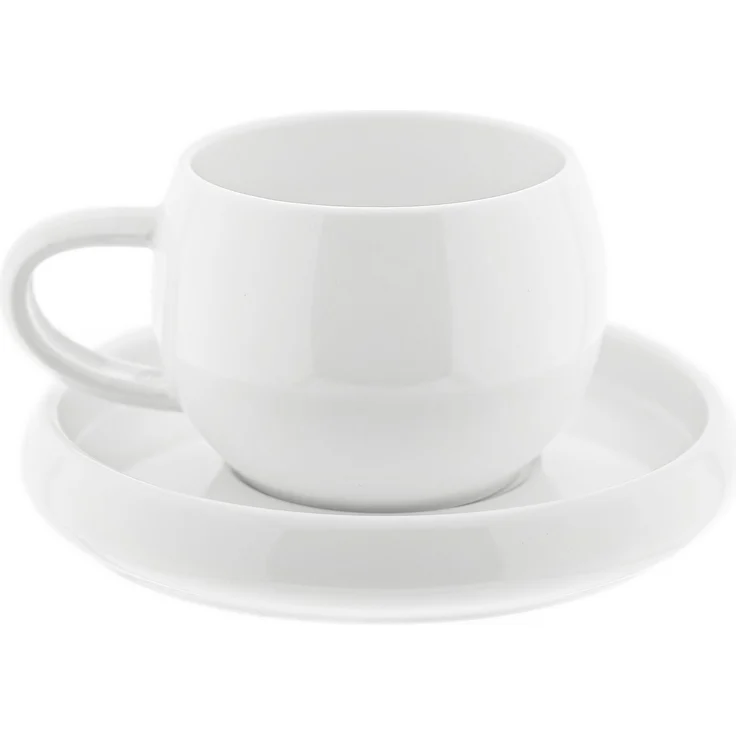 Lissa Bonna Kaffeetassen mit Untertellern - 12-teiliges-Set in Weiß, 215 ml – Bild 1