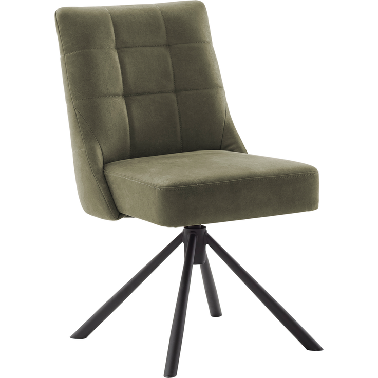 Wohn Schick WINSTON Drehstuhl, Bezug: olive,Gestell: Mattschwarz lackiert,Luxus-Komfortsitz, 360° drehbar, - H 88 cm x T 66 cm x B 48 cm