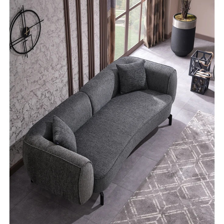 Sitzgruppe/Sofa Set - Wohnzimmergarnitur "Malve" 3+3+1-Anthrazit – Bild 2