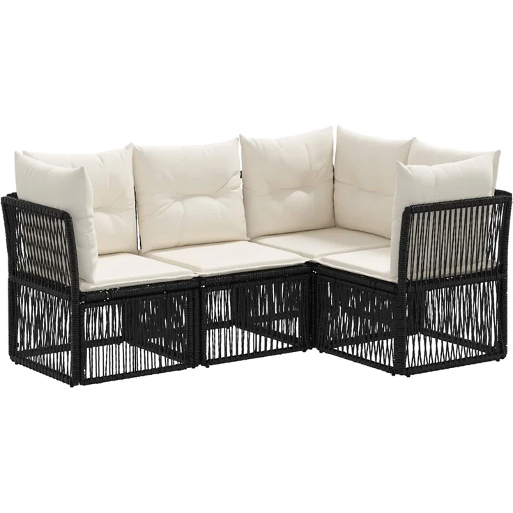 vidaXL Gartensofa-set 4 stk. 4-Sitzer Schwarz Poly-Rattan 3434209 – Bild 2