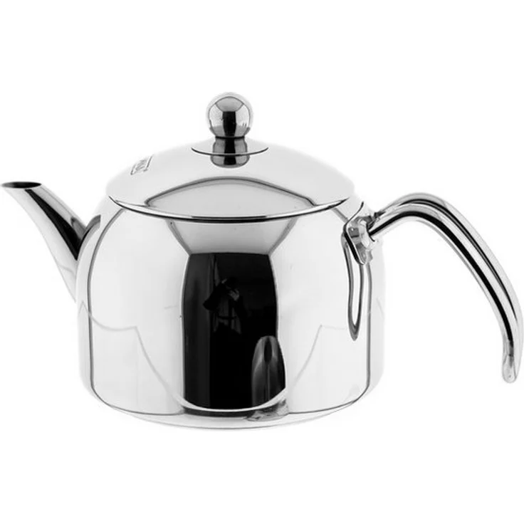 Almina Caydanlik-Teekanne Liya Large, hochwertige 18/10 Edelstahl, 1,5L/3L, induktionsgeeignet, silber