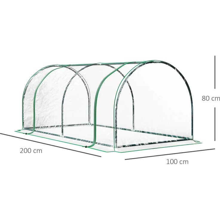 Outsunny Gewächshaus, Kunststoff, Stahl, Transparent, 200L x 100B x 80H cm – Bild 3