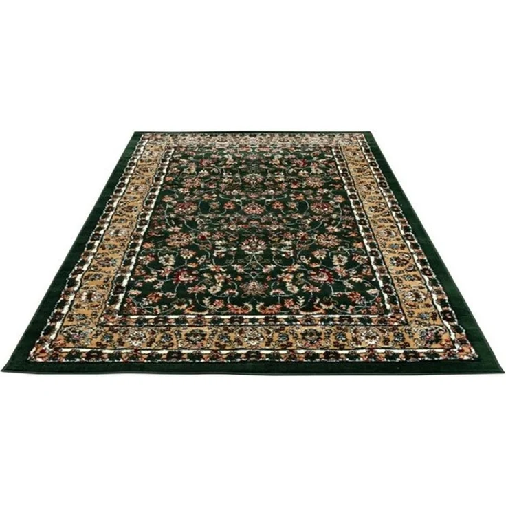 Vimoda Orientteppich Klassischer Teppich Kurzflor in Grün, Beige, Rot & Grau, Rechteckig, Höhe: 6 mm, Kunstvollem Klassik Muster Blumen GRÜN, Braun & Schwarz – Bild 4