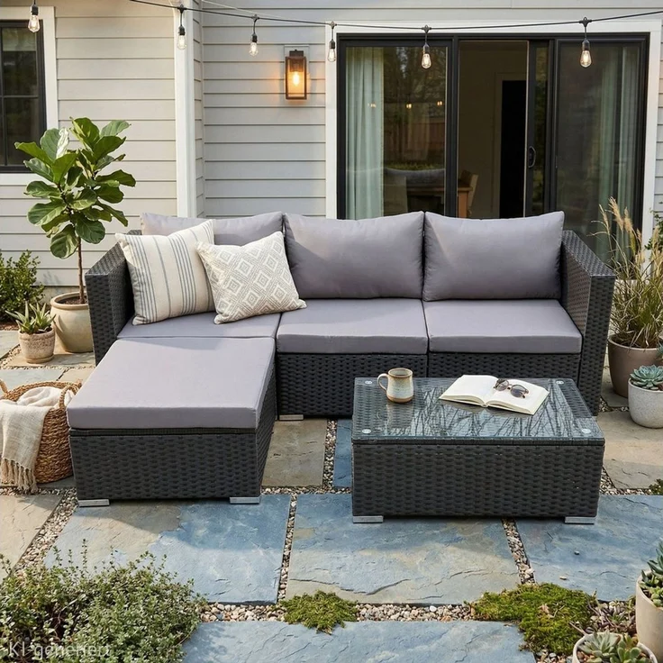 SVITA Loungeset QUEENS, (Set, 6-tlg, Garten-Lounge), modular stellbar, breite Armlehnen, mit Abdeckhaube, Schwarz – Bild 3