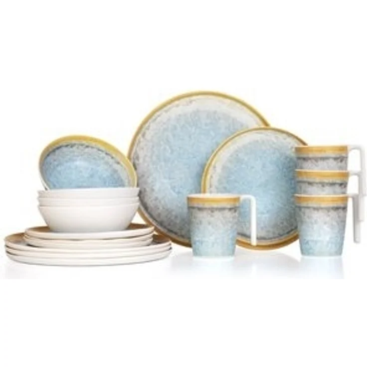 Moritz Camping Tafelgeschirr aus Melamin für 4 Personen 16-teilig | spülmaschinenfest | Picknick Geschirrset | Geschirr Campinggeschirr I Crystal Blue Design – Bild 6