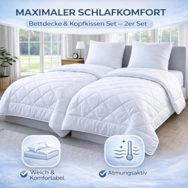 Malika Bettdecke + Kopfkissen 135x200 Bettdecken Set, Füllung: Polyester, Ganzjahresdecke, Steppbett, Steppdecke – Bild 3