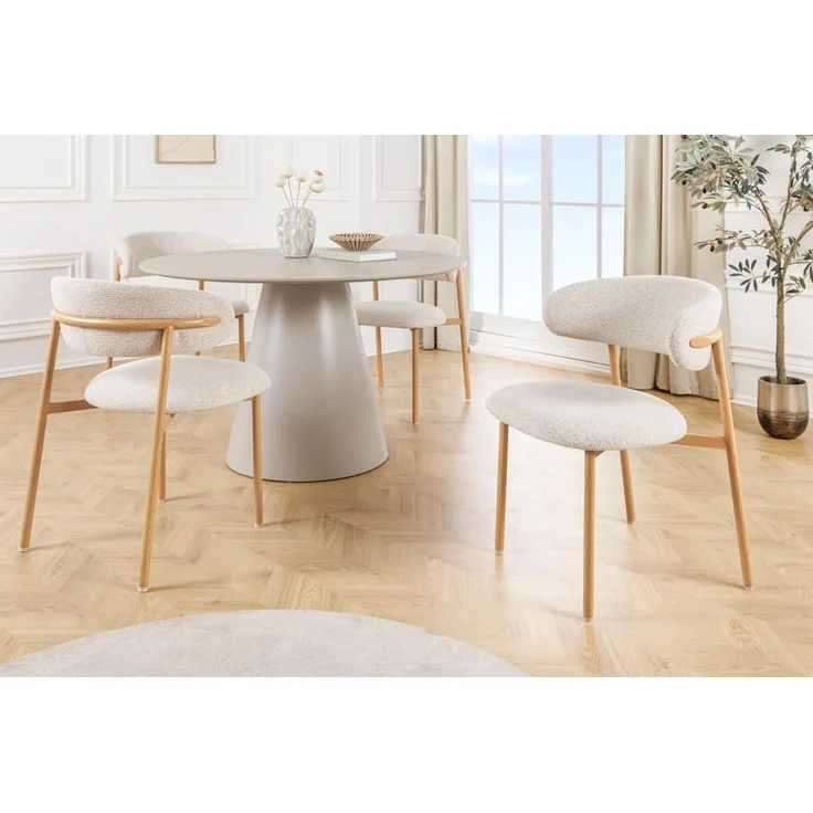 riess-ambiente Polsterstuhl BELFORT beige/natur - Strukturstoff, Metall, Eichen-Design, zeitlos (Einzelartikel, 1 St), Moderner Esszimmerstuhl - ideal für Wohnzimmer, Küche oder Homeoffice – Bild 9