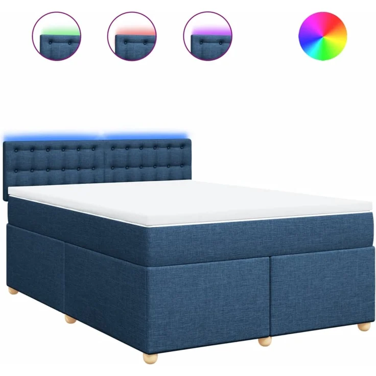 vidaXL Boxspringbett mit Matratze Blau 140x200 cm Stoff 3289023 – Bild 2