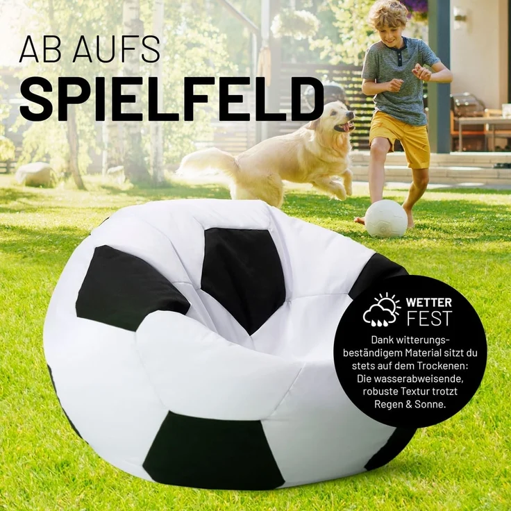 Lumaland Sitzsack Luxury Fußball gaming Sitzkissen Bodenkissen, Fußballoptik, Groß – Bild 6
