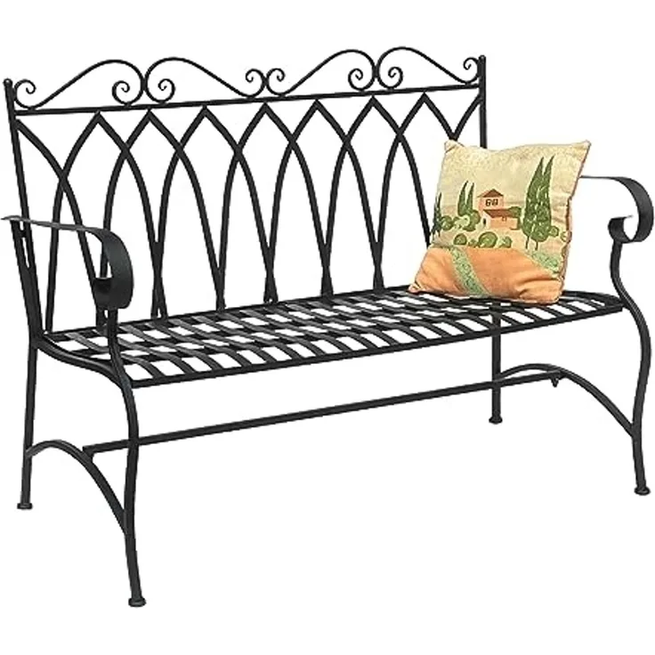 DanDiBo Gartenbank Metall 2 Sitzer Wetterfest Sitzbank Garten Bank Antik 18940 Dunkelbraun Metallbank 120 cm Eisenbank