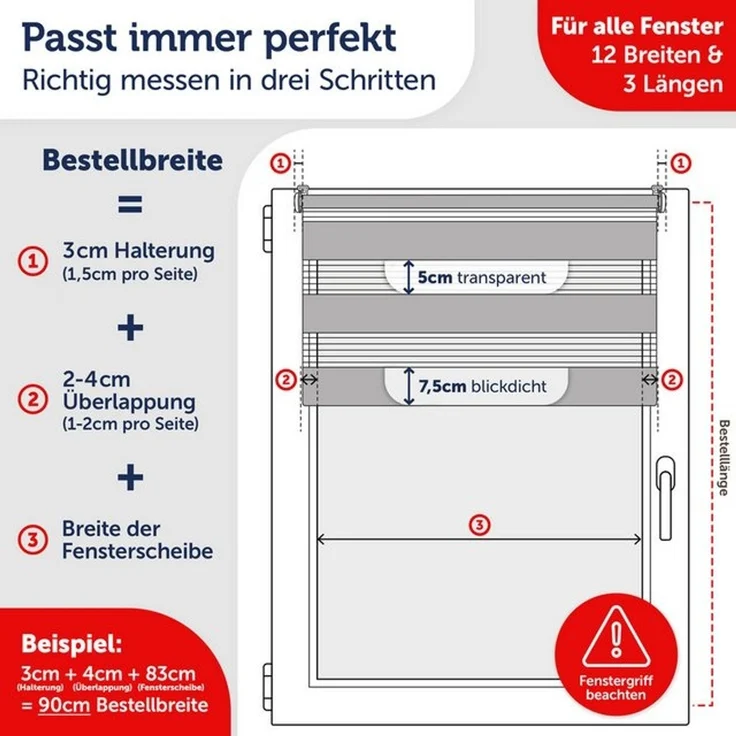 Doppelrollo Doppelrollo Klemmfix ohne Bohren, Blumtal, Klemmfix, individuell einstellbare Rollos – Bild 4