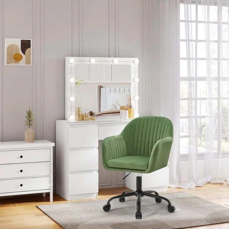 Woltu Schreibtischstuhl, Homeoffice Stuhl mit Rollen, Schminkstuhl höhenverstellbar