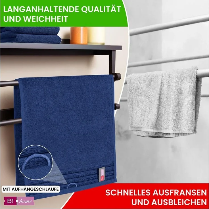 4er Set Duschtücher Plain dunkelblau 70x140 - Größe: 70x140, Farbe: Dunkelblau – Bild 3