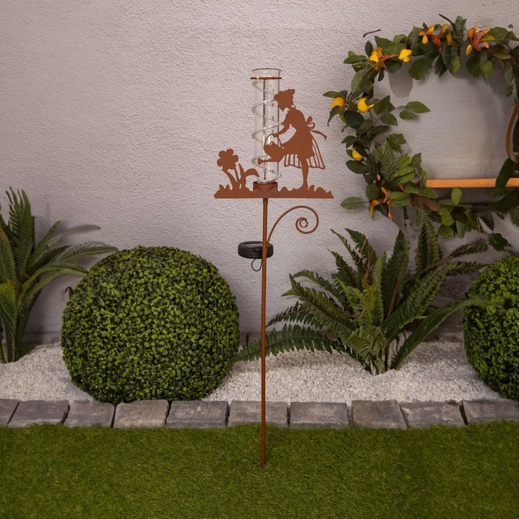 Solarleuchte Regenmesser für Garten Rost Optik Außen Solarlampe Solar 5282614 – Bild 4