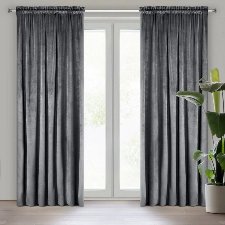 Eurofirany Vorhang VELVET (2 St), Kräuselband, blickdicht, Samt, 2er-Set Vorhang aus Velvet, mit mittlerem Verdunkelungsgrad, Tunnelzug – Bild 1