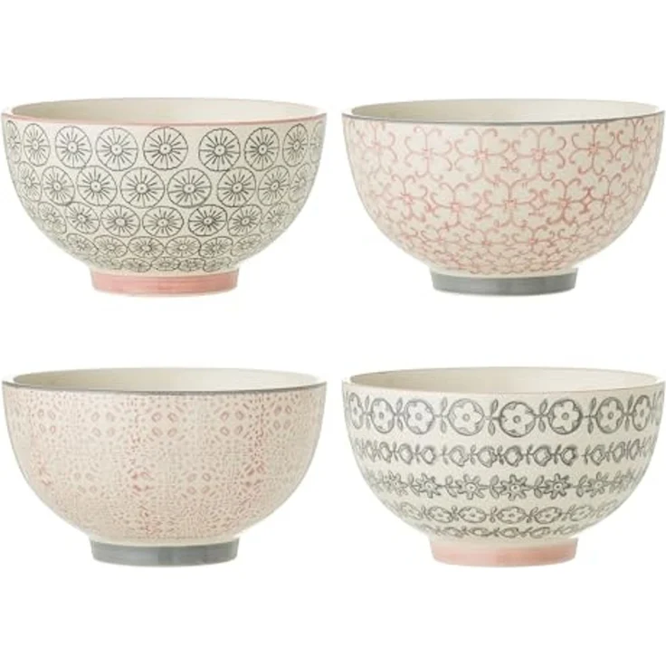 Bloomingville Schale Bloomingville Cècile Bowl Ø 13,5 cm Rose Steingut 4er Set, Steingut, (Set) – Bild 1