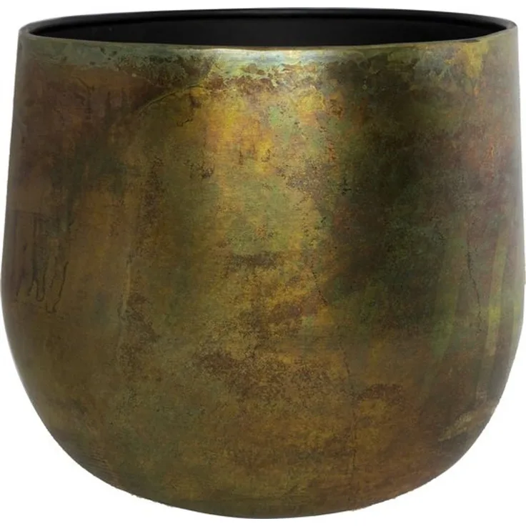 Ter Steege Blumentopf - Dekorativer Topf, Metall, Bronze-Grün, Durchmesser 39 cm, Höhe 32 cm