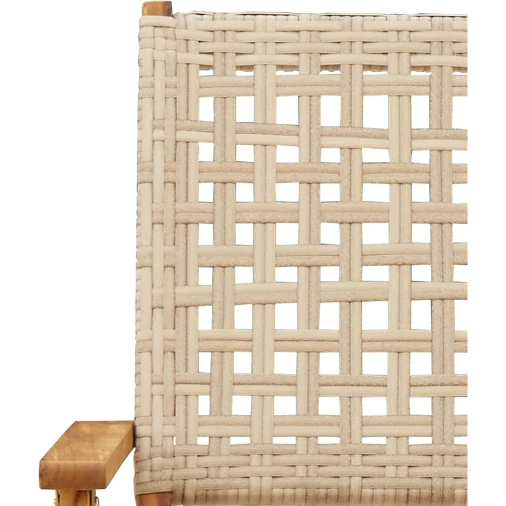 vidaXL Gartenstühle 8 Stk. Klappbar Beige Poly Rattan & Massivholz 3214564 – Bild 8