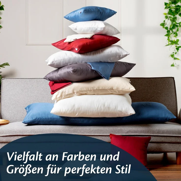 Kissenbezug 40x60 Mikrofaser Premium 2er Set Kissenhülle Deko für Kissen Bett/Sofa Stoff Superweicher Resistent Hypoallergen Anti-Milben Atmungsaktiv Kopfkissenbezug mit Verdecktem Zip Voll Waschbar – Bild 4