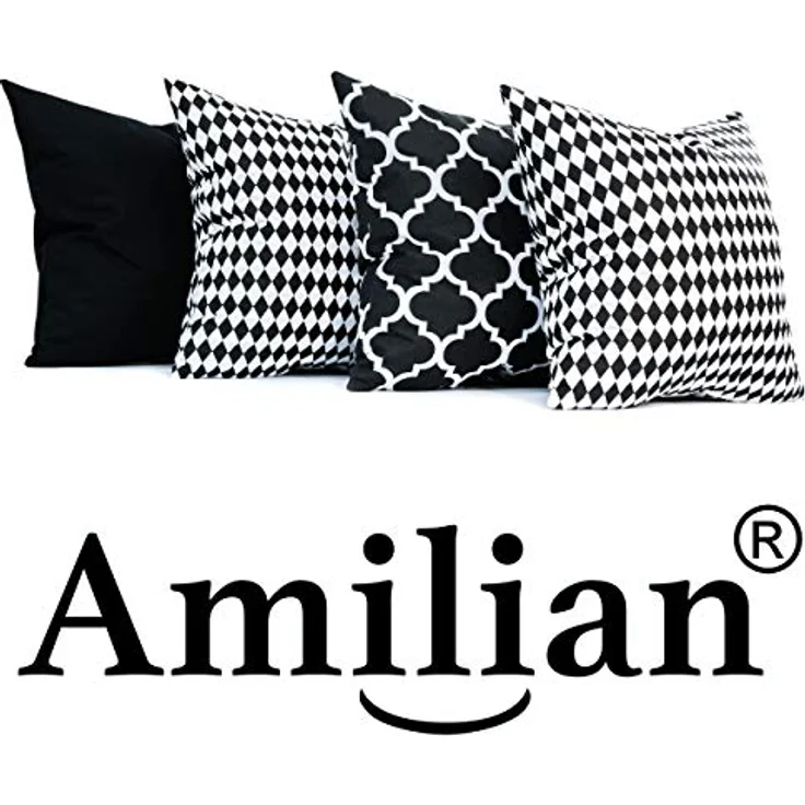 Amilian Dekokissen 4er Set - Dekokissen mit Füllung - 40x40 cm - Deko Kissen – Bild 8