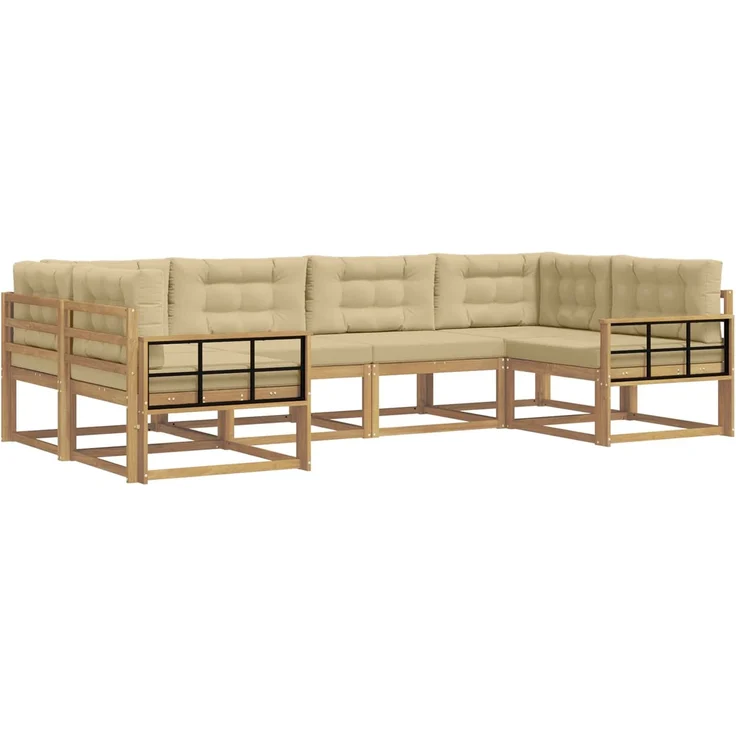 vidaXL Outdoor-Sofagarnitur 6 stk. 6-Sitzer Weiß und Beige 3386947 – Bild 2