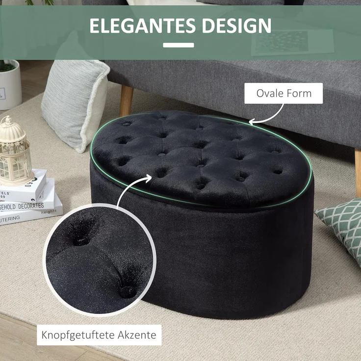 HOMCOM Sitzbank Sitzbank ovalförmig mit Stauraum – Bild 5