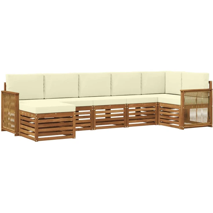 vidaXL Outdoor-Sofagarnitur 7 stk. 6-Sitzer Natur und Creme 3384626 – Bild 2
