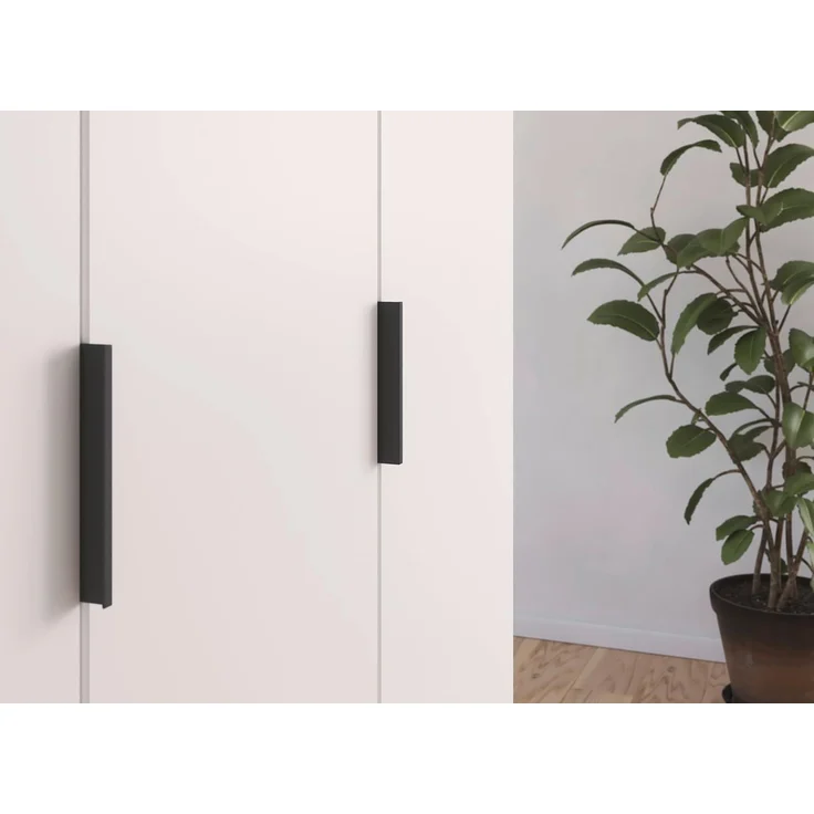 Rauch Möbel Lagoa, Kleiderschrank, Garderobe für Schlafzimmer, Kinderzimmer, Jugendzimmer 3-türig mit Spiegel, 4 Schubladen, mit Zubehör Basic, Farbe Weiß/Grau metallic, Schwarz, Breite 136 cm – Bild 7