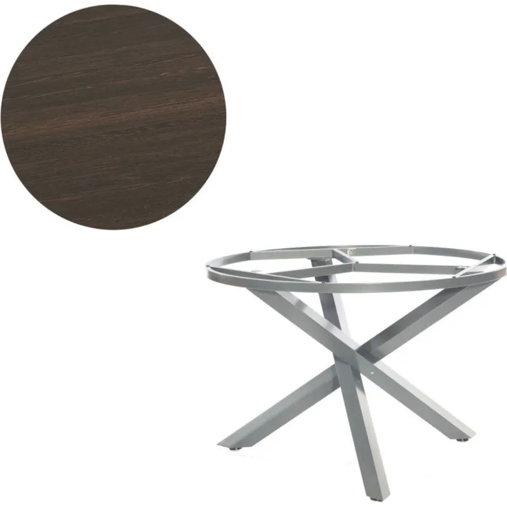 Sonnenpartner Gartentisch Base-Spectra rund 134 cm Aluminium anthrazit Tischsystem Tischplatte Compact HPL sandstone 80051014