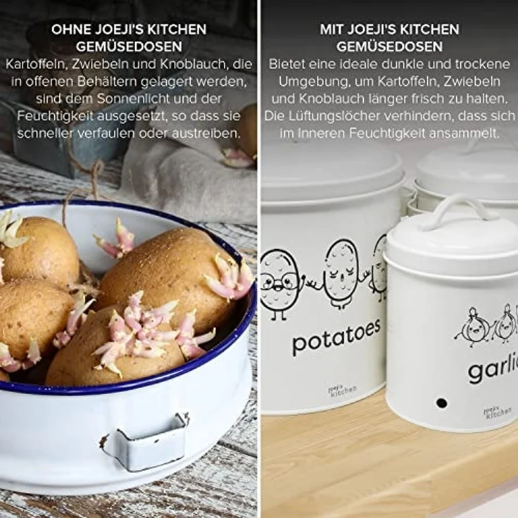 JOEJI’S KITCHEN AUFBEWAHRUNGSBOX Metall Cremeweiß 3er Set (H 19 x T 23 x B 22 cm) – Bild 4