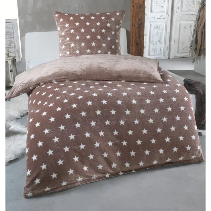 Malika Wendebettwäsche 135x200 + 80x80 cm Cashmere Touch Sterne Bettwäsche, atmungsaktiv, Mikrofaser, 2 teilig, Für Allergiker geeignet, pflegeleicht, angenehm weicher Stoff – Bild 1